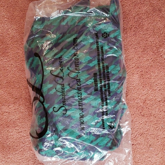 Green and Blue Houndstooth Double Breasted Wool Pea Coat with slight A Line. NWT - Picture 5 of 15